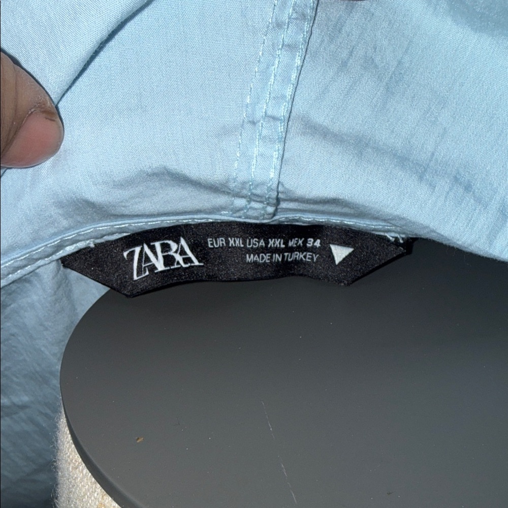 Zara Light Blue Cropped Hooded Jacket - Picture 2 of 6